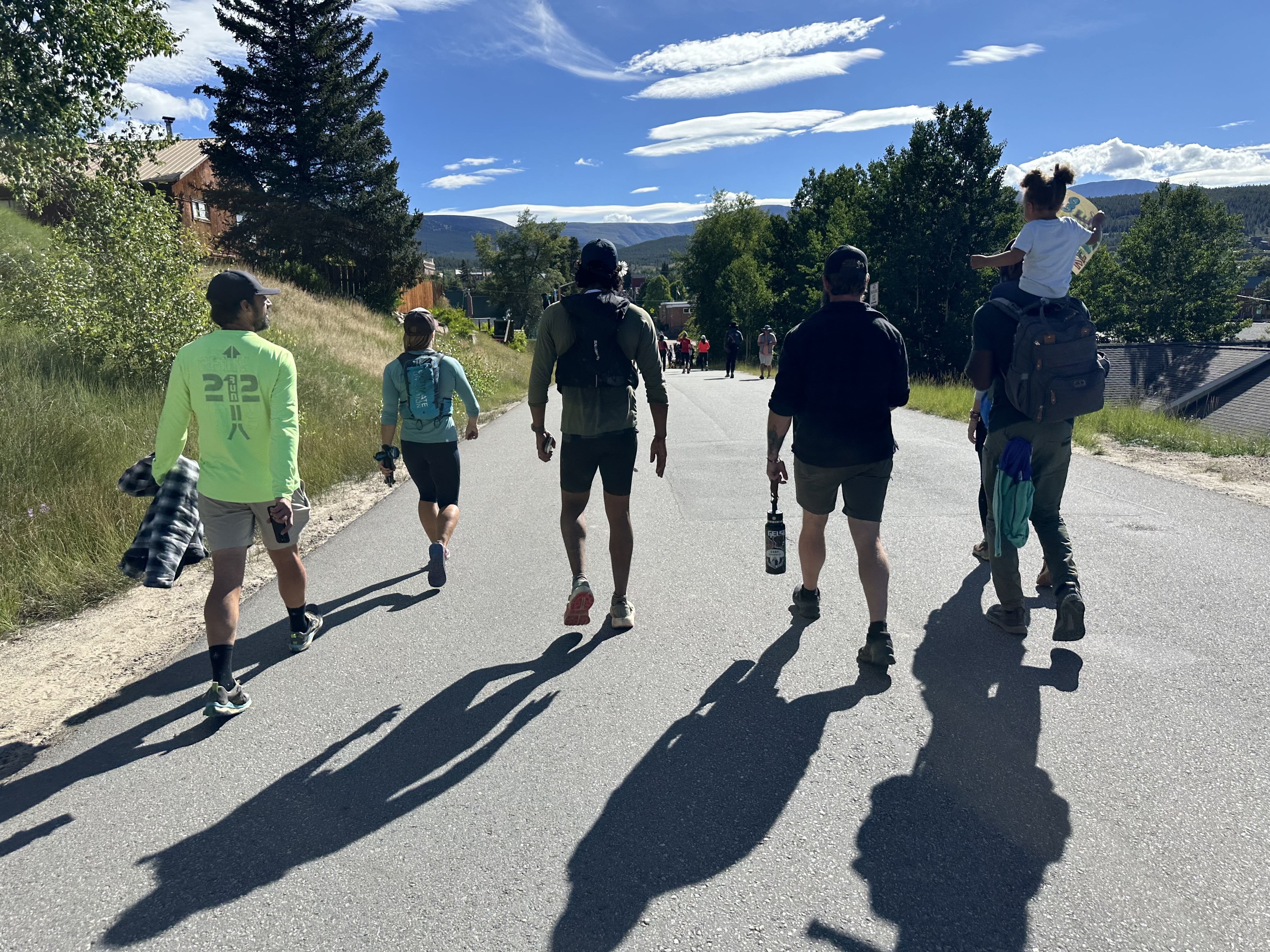 FKTea founders and crew walking through Leadville